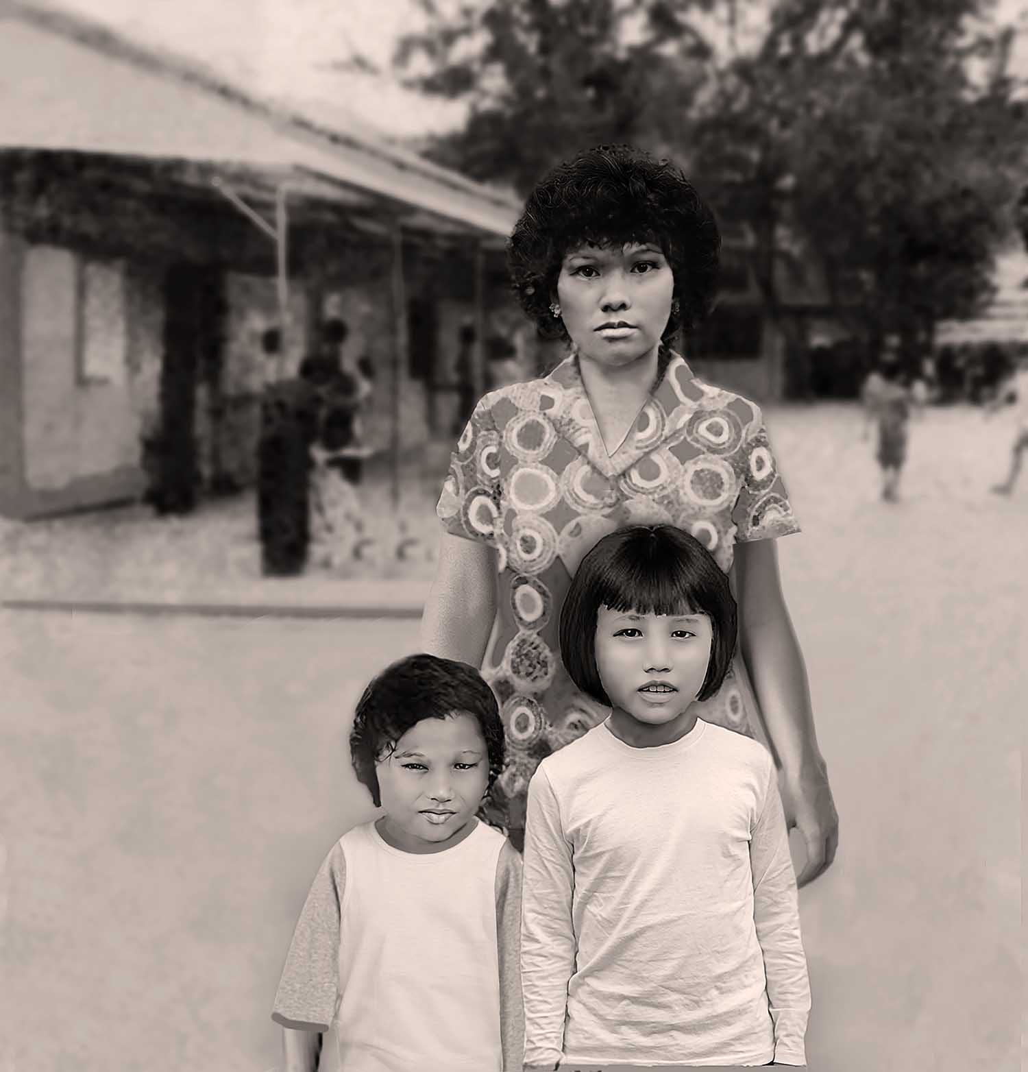 restored image of Vietnamese family